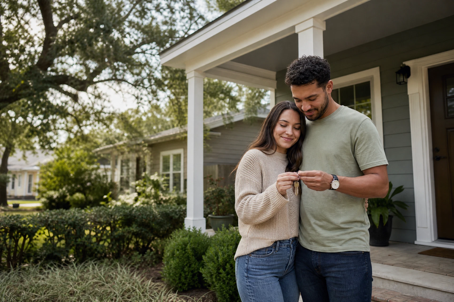 Homebuyers receiving keys to a Florida home